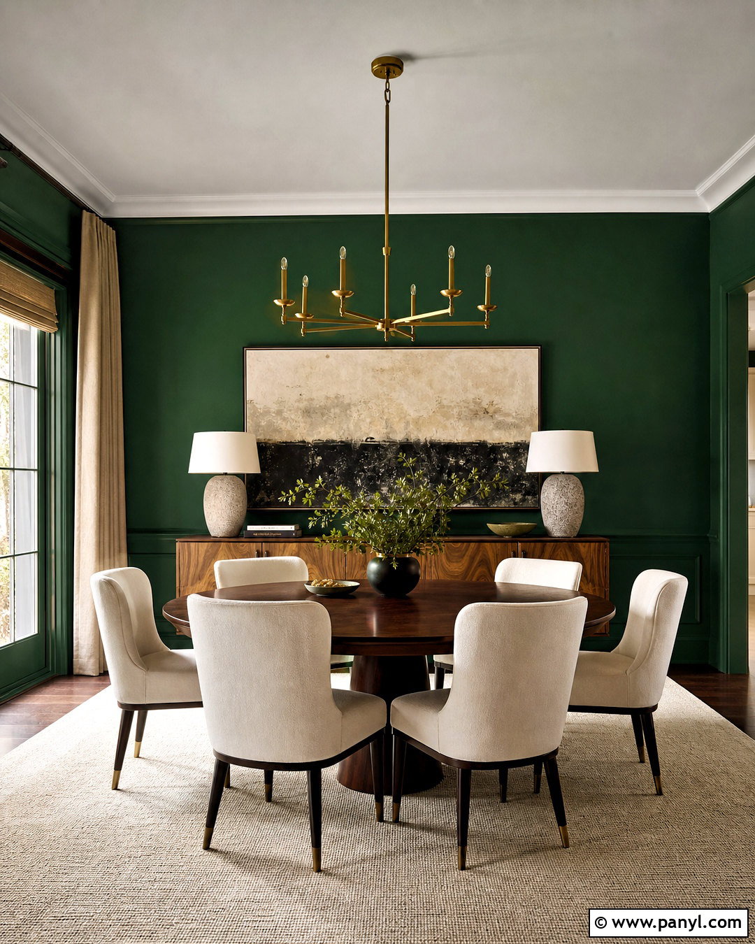 Emerald Green Dining Room - 20 green room design ideas