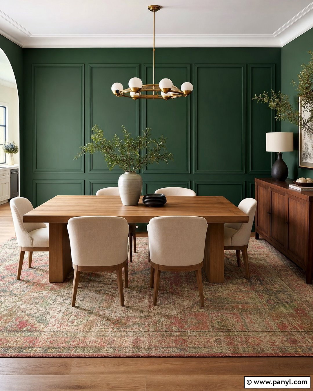 Emerald Green Dining Room Accent Wall - 35 colorful accent wall ideas