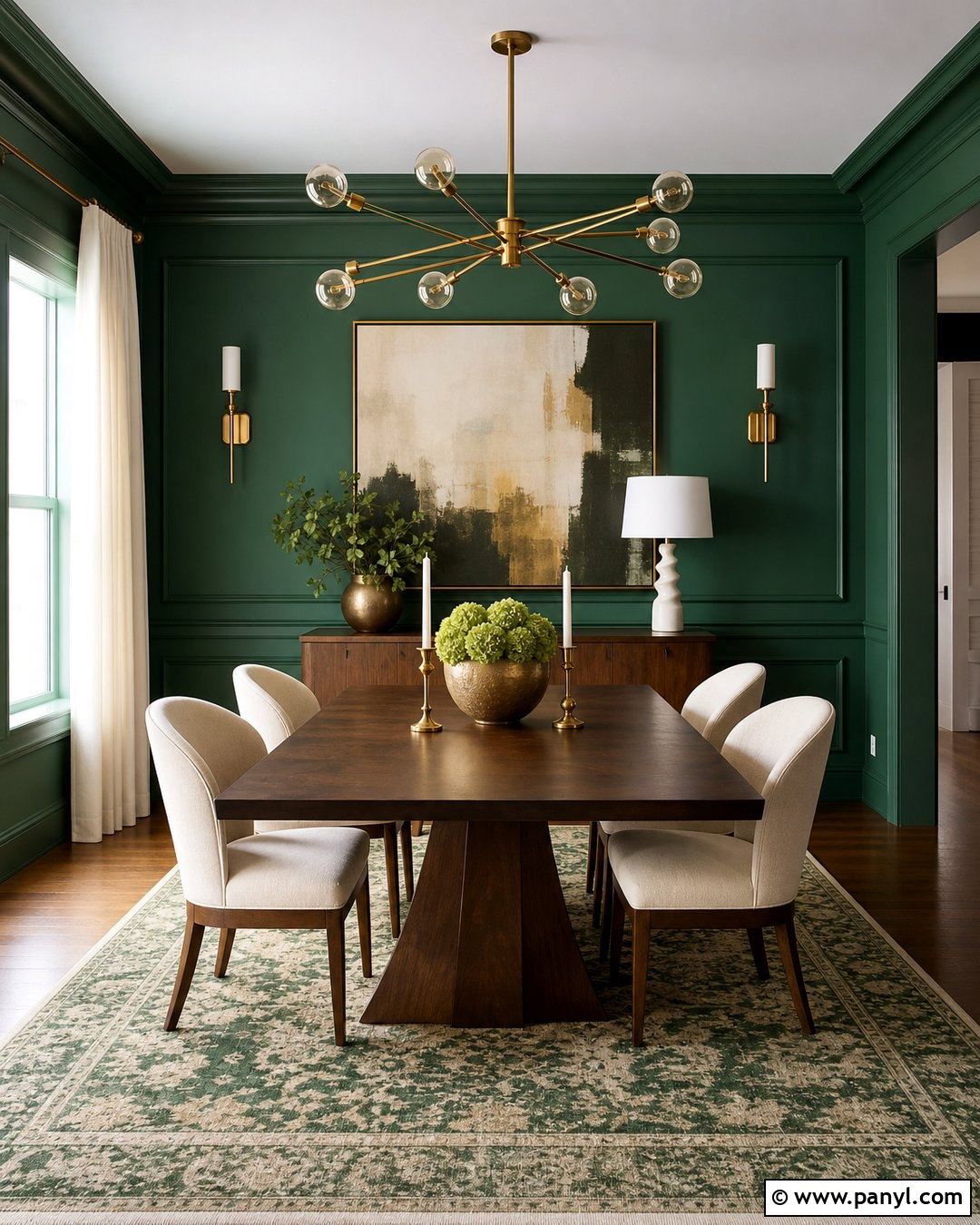 Emerald Green Dining Room Wall - 35 green wall interior ideas