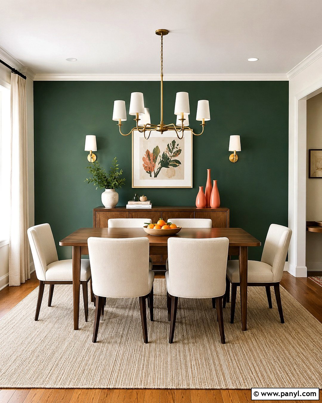 Emerald Green Dining Room Wall - 20 Green Contrast Wall Ideas