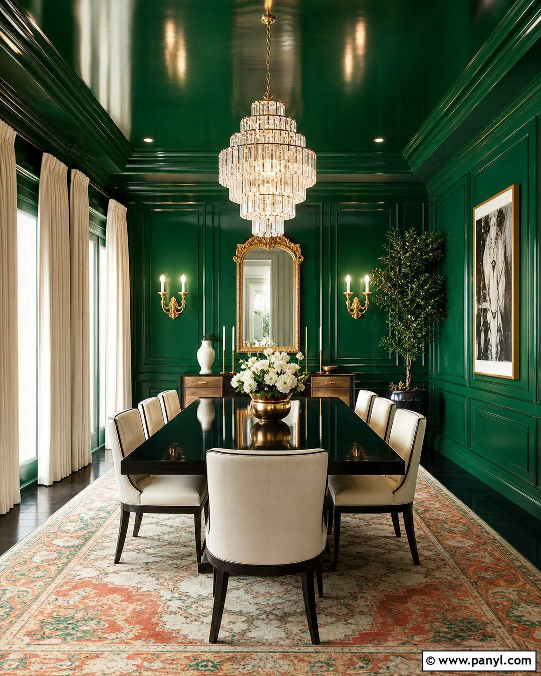 Emerald Green Dining Room Walls And Ceiling - 30 green walls and ceiling ideas