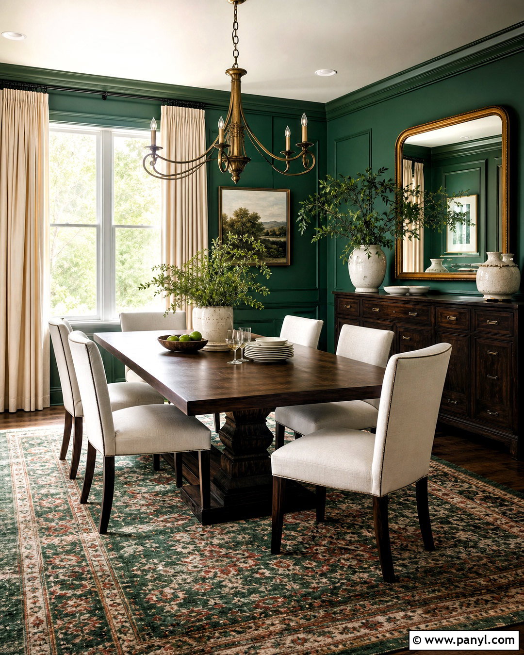 Emerald Green Dining Room With Dark Wood - 20 emerald green home decor ideas