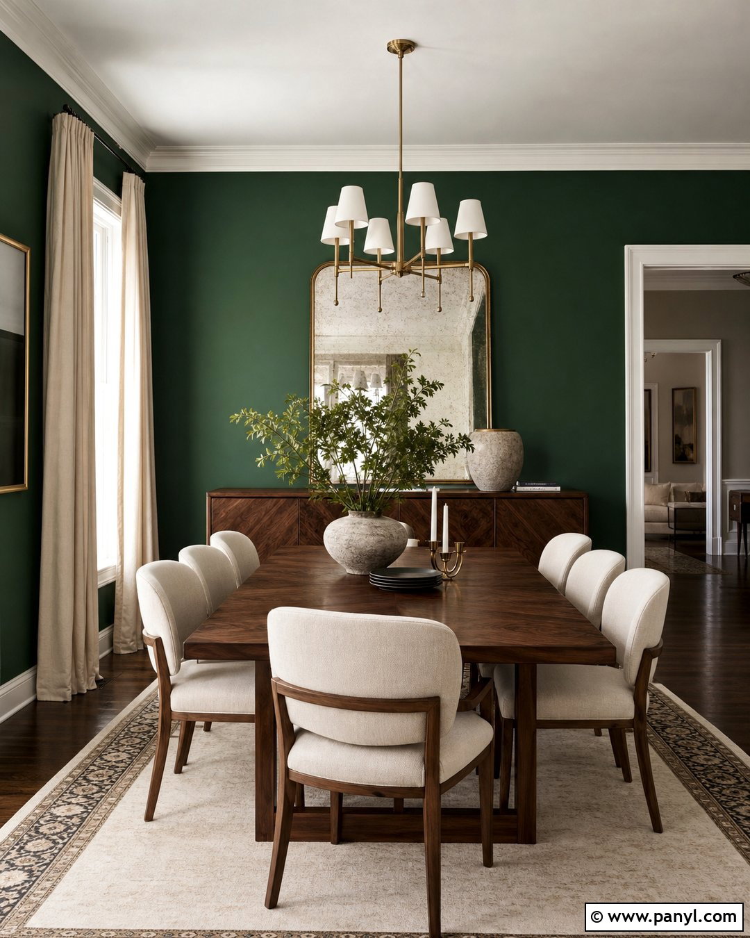 Emerald Green Dining Room With Walnut Furniture - 30 emerald green walls