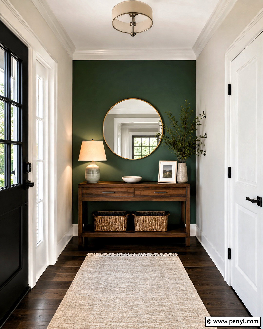 Emerald Green Entryway Accent Wall - 20 cool tone accent wall ideas