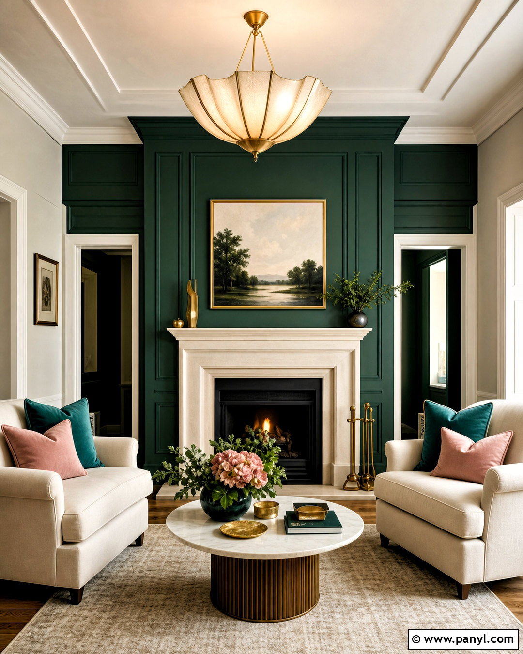Emerald Green Fireplace Wall - 20 green statement wall ideas