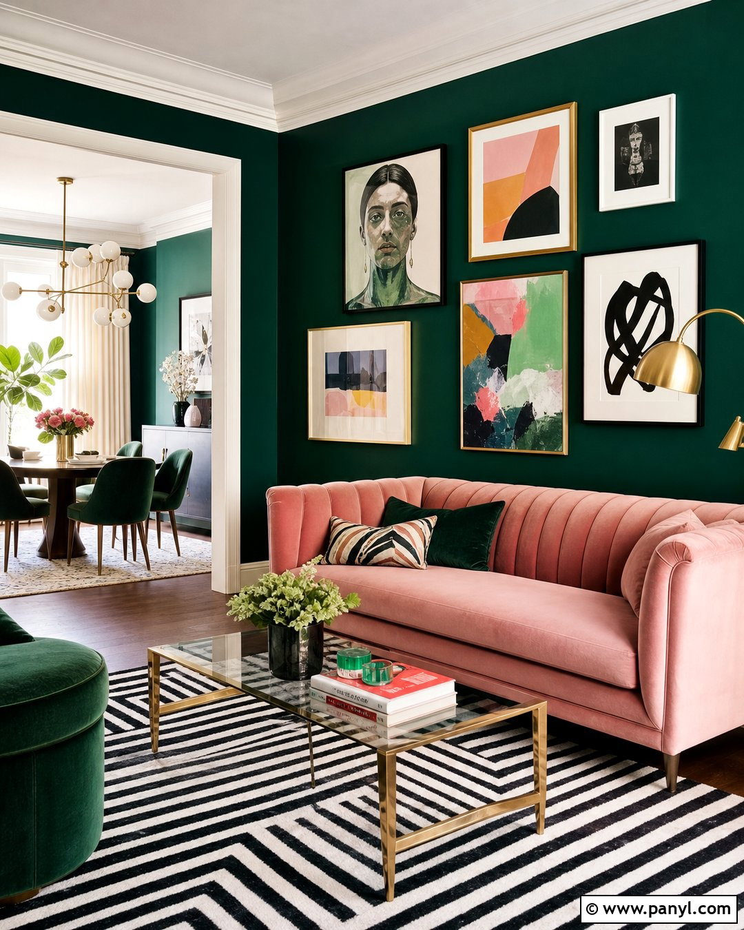 Emerald Green Gallery Wall - 25 Gallery Wall Colors