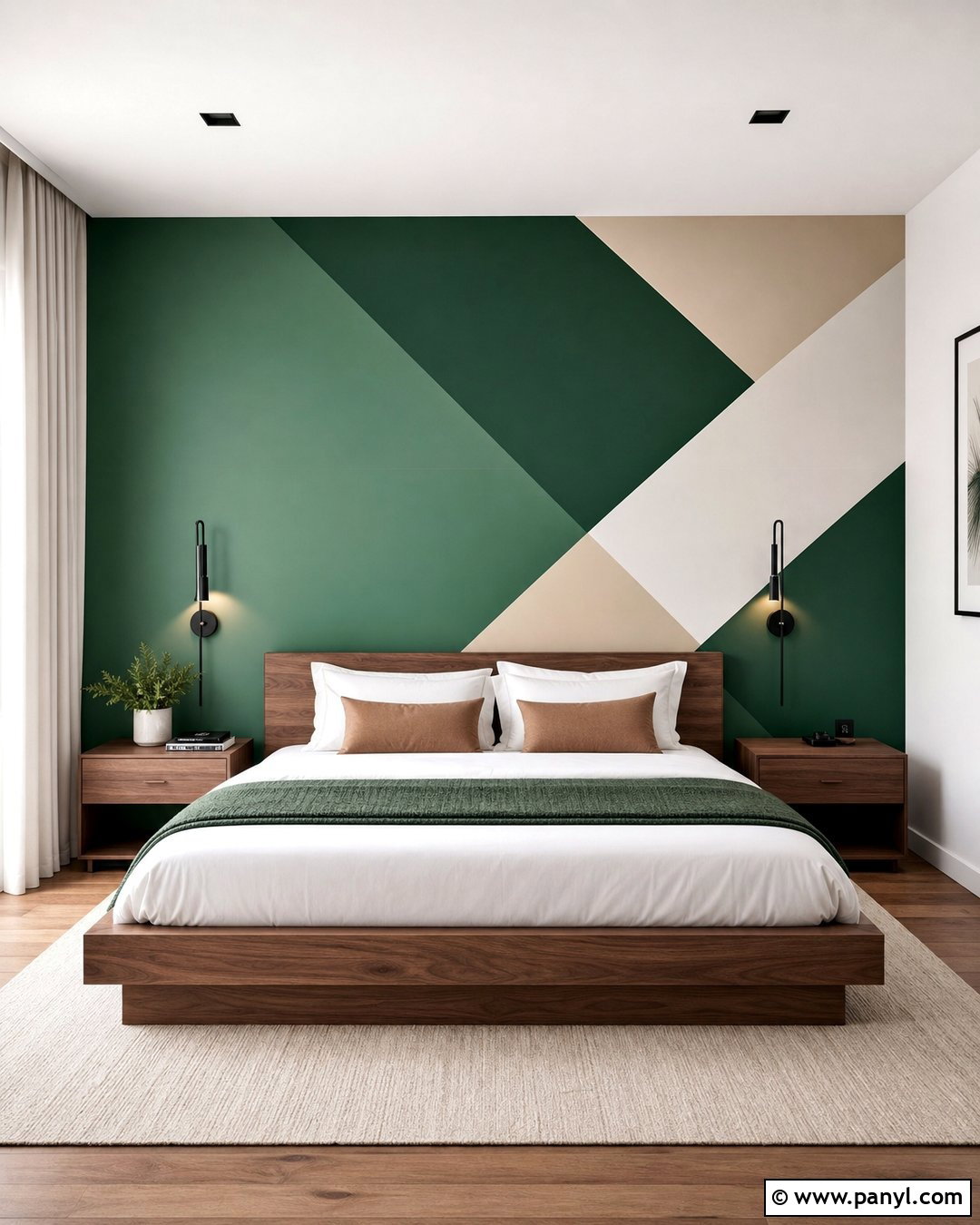 Emerald Green Geometric Accent Wall - 35 emerald green wall ideas