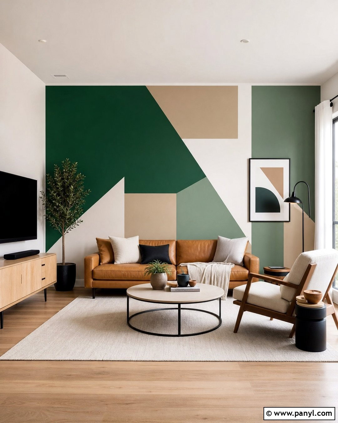 Emerald Green Geometric Accent Wall - 35 emerald green accent wall ideas