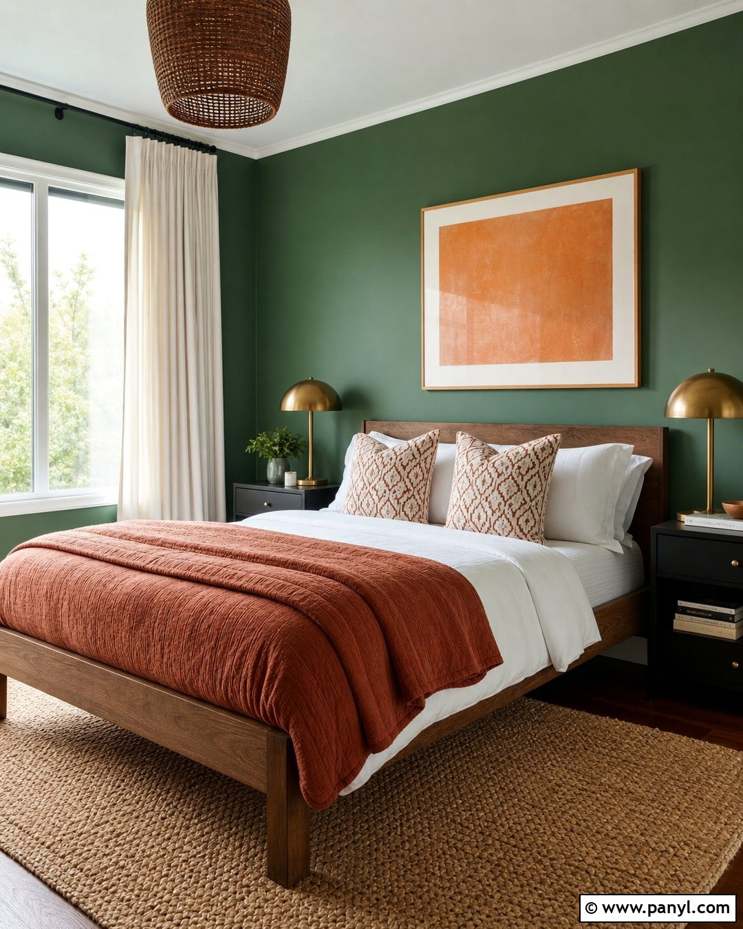 Emerald Green Guest Bedroom With Terracotta - 30 Emerald Green Wall Paint Ideas