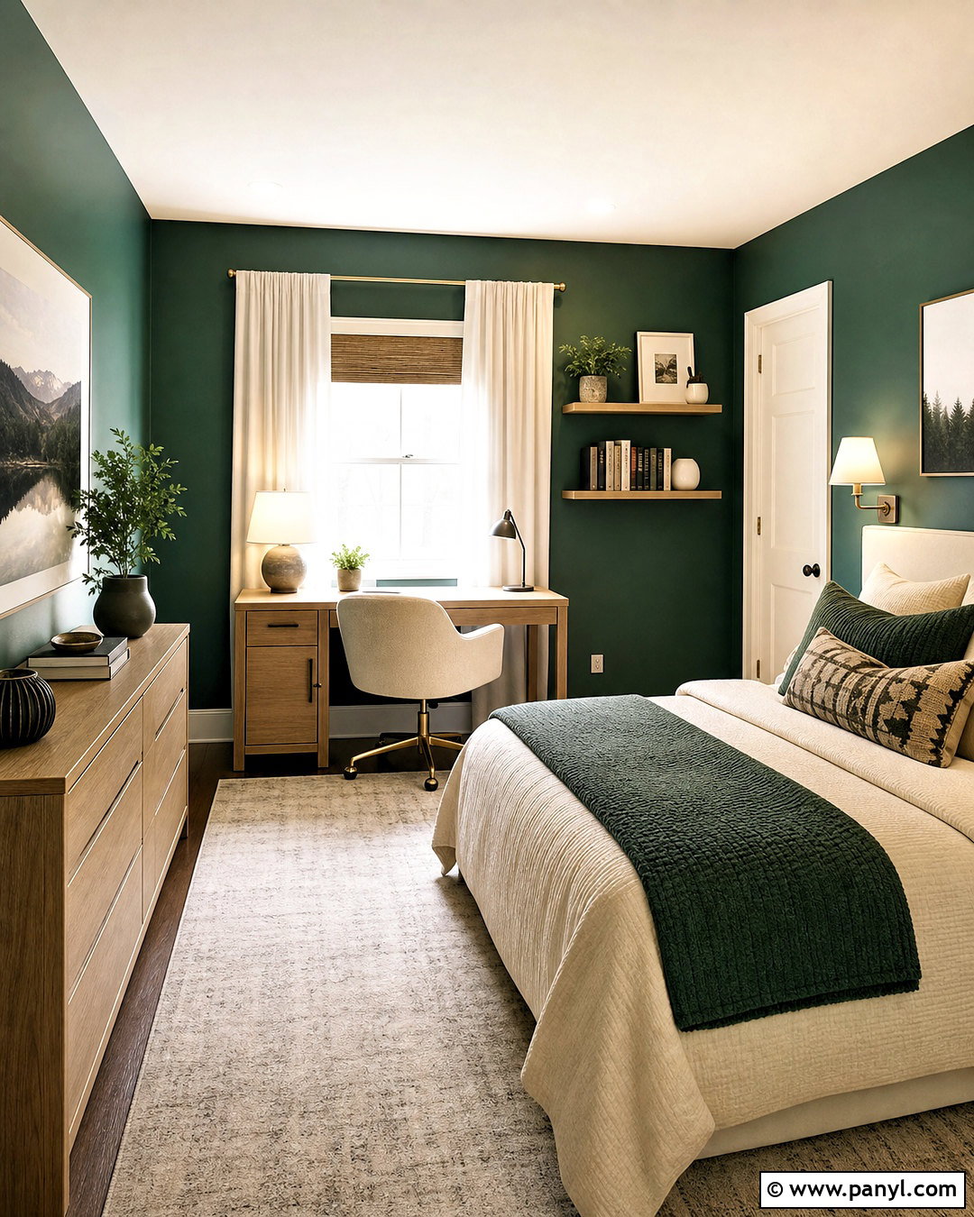 Emerald Green Guest Room Office - 20 emerald green office ideas