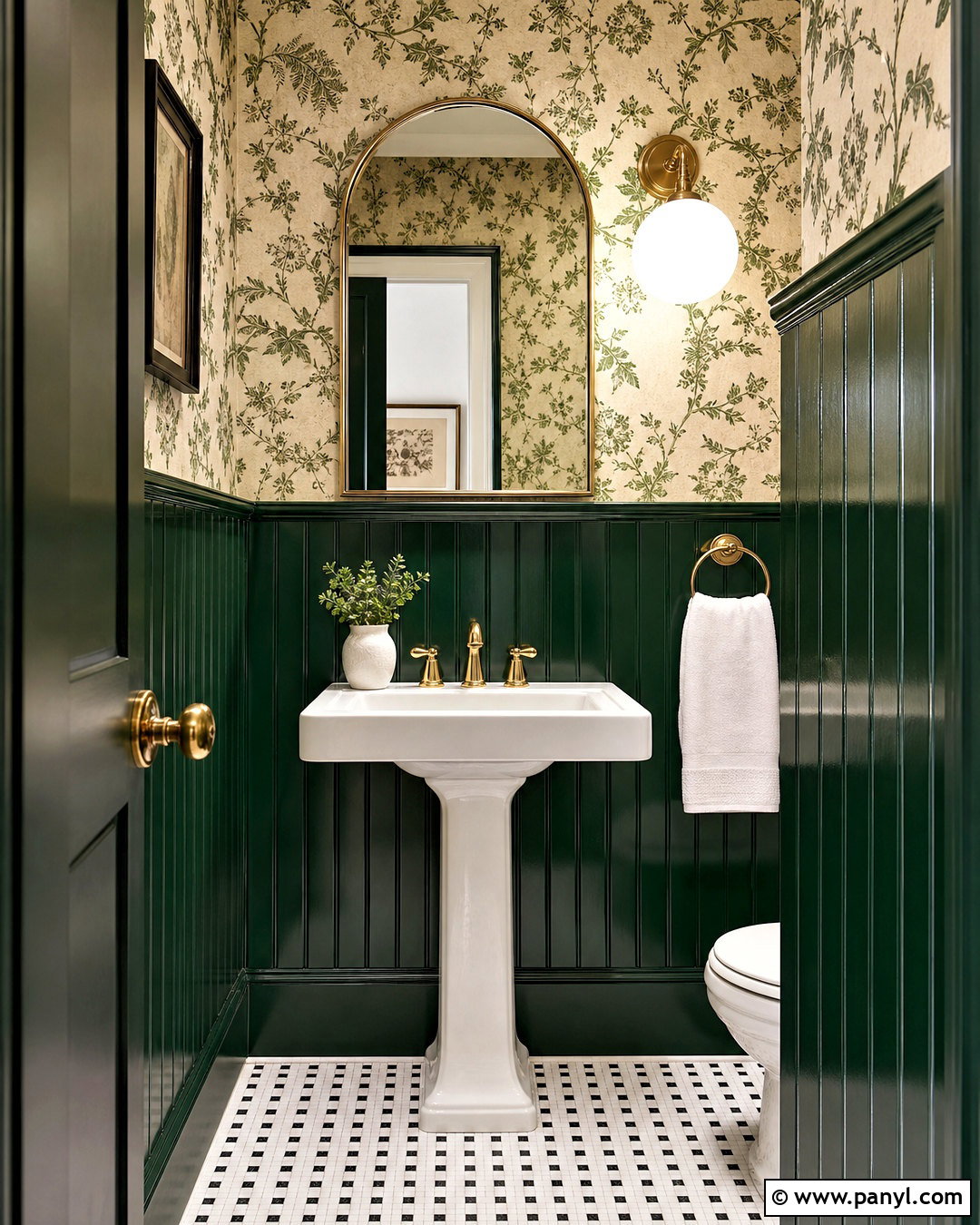 Emerald Green Half Wall Powder Room - 20 half green wall ideas