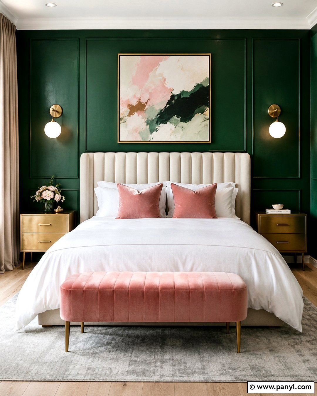 Emerald Green Headboard Wall - 20 Green Headboard Wall Ideas