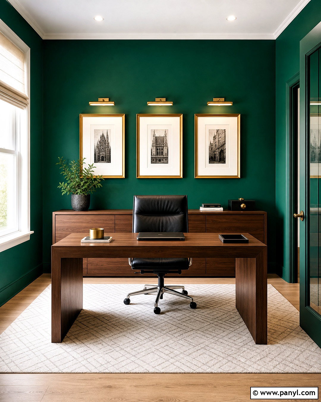 Emerald Green Home Office - 20 green wall color ideas