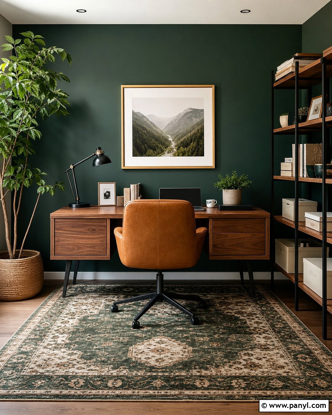 Emerald Green Home Office Accent Wall - 20 Bright Color Accent Wall Inspiration Ideas