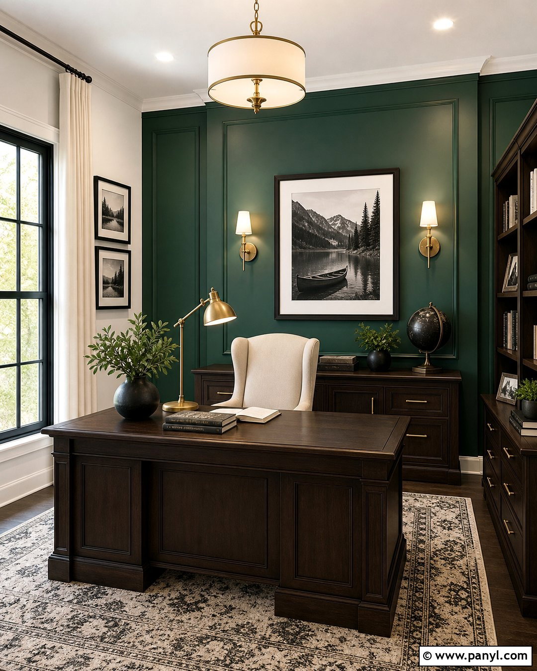 Emerald Green Home Office Accent Wall - 25 Home Office Accent Wall Color Ideas