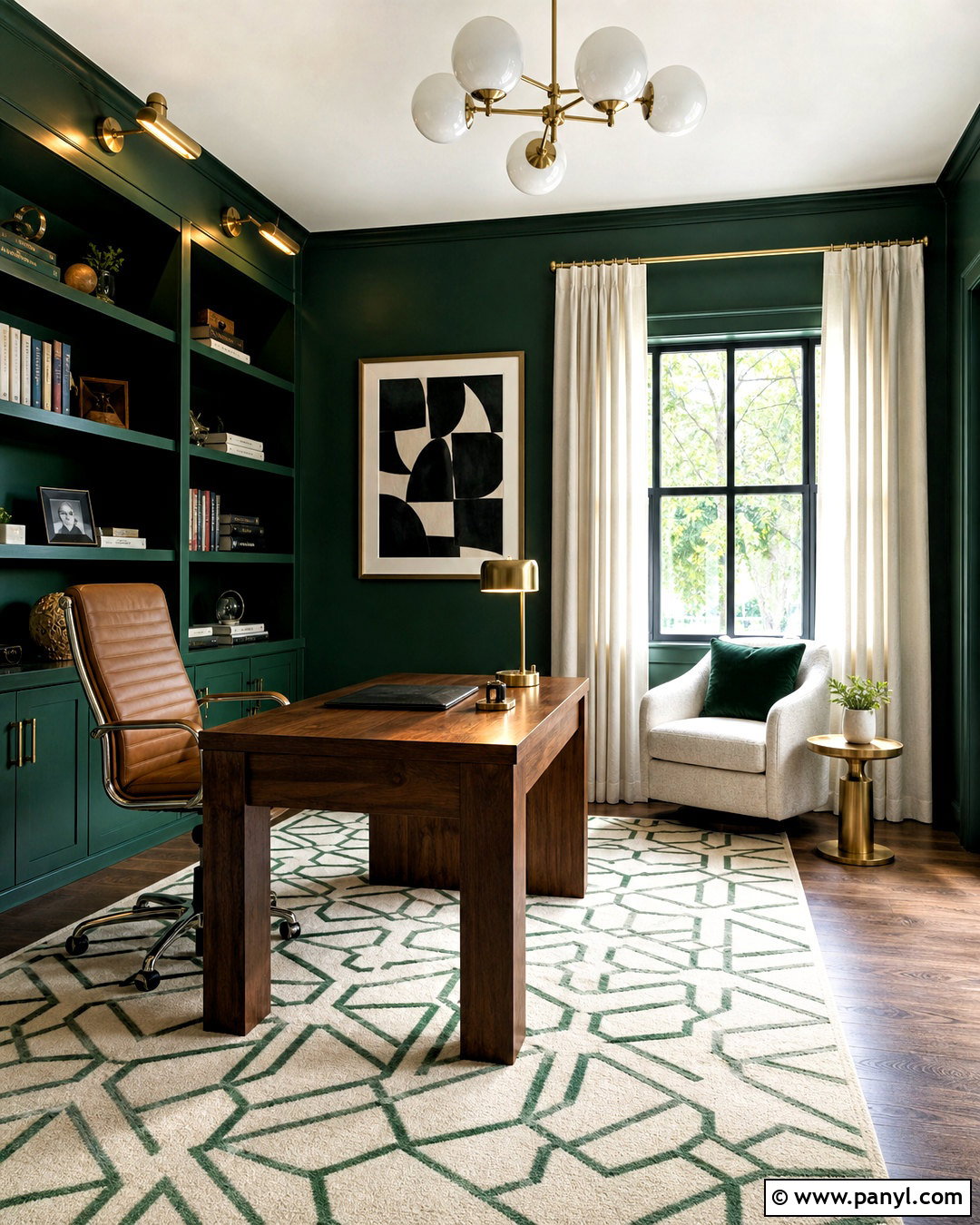 Emerald Green Home Office Wall - 20 green wall interior design ideas
