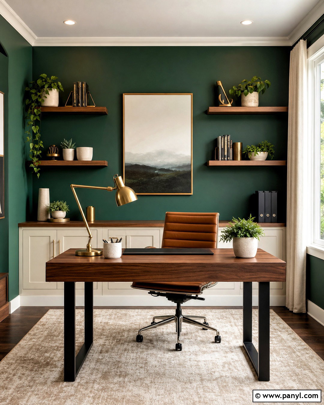 Emerald Green Home Office Wall - 20 green wall painting ideas