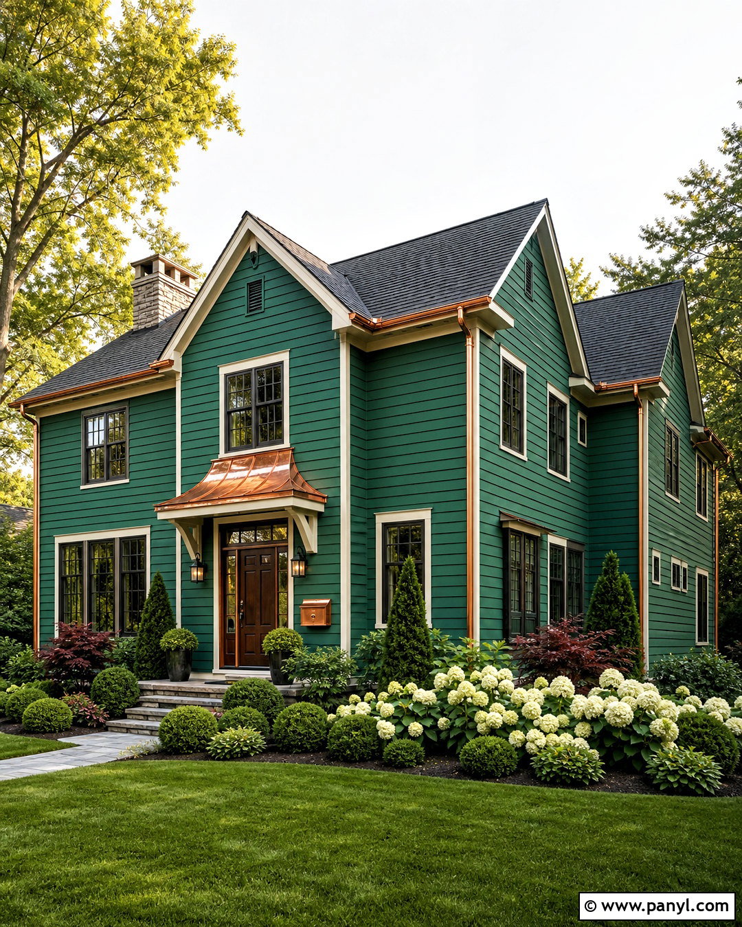 Emerald Green House With Copper Accents - 20 emerald green house ideas