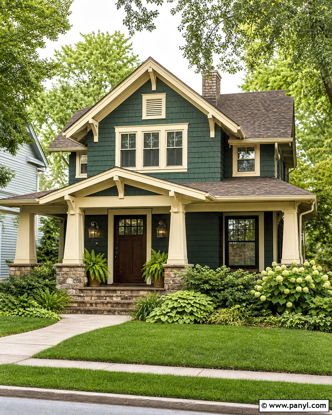 Emerald Green House With Cream Trim - 20 emerald green house ideas