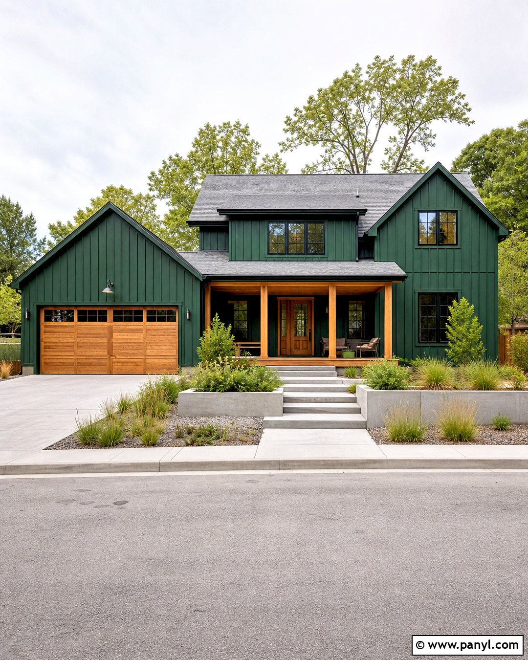 Emerald Green House With Natural Wood Accents - 20 emerald green house ideas
