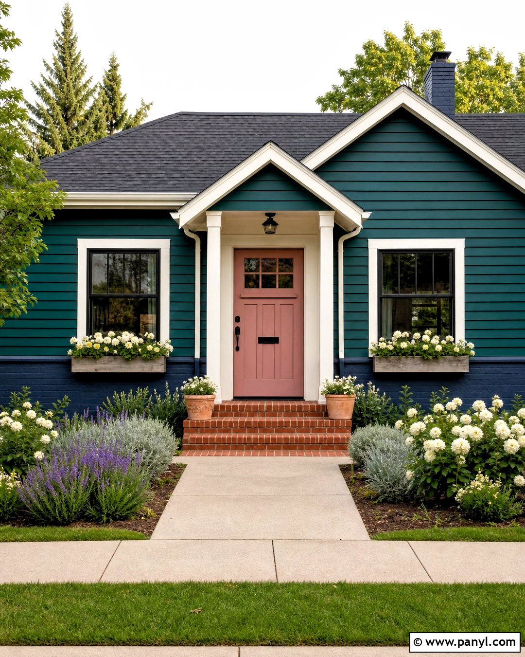 Emerald Green House With Pink Door - 20 emerald green house ideas