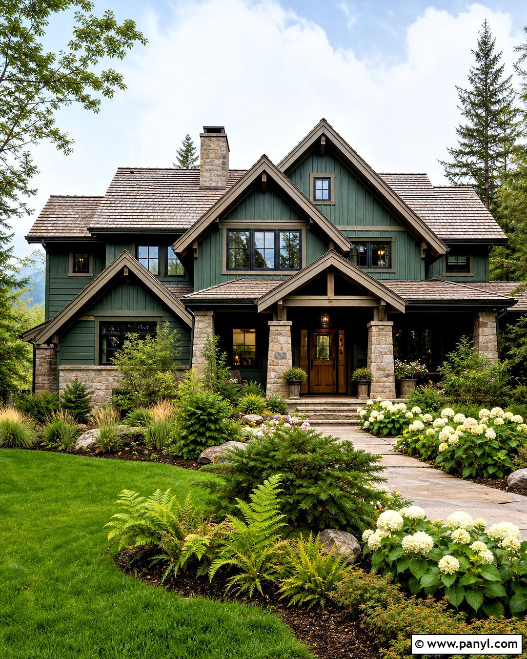 Emerald Green House With Stone - 20 emerald green house ideas