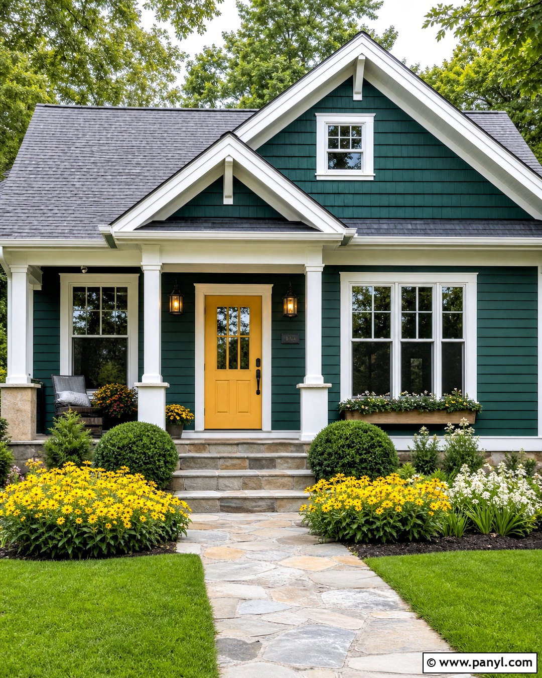 Emerald Green House With Yellow Door - 20 emerald green house ideas