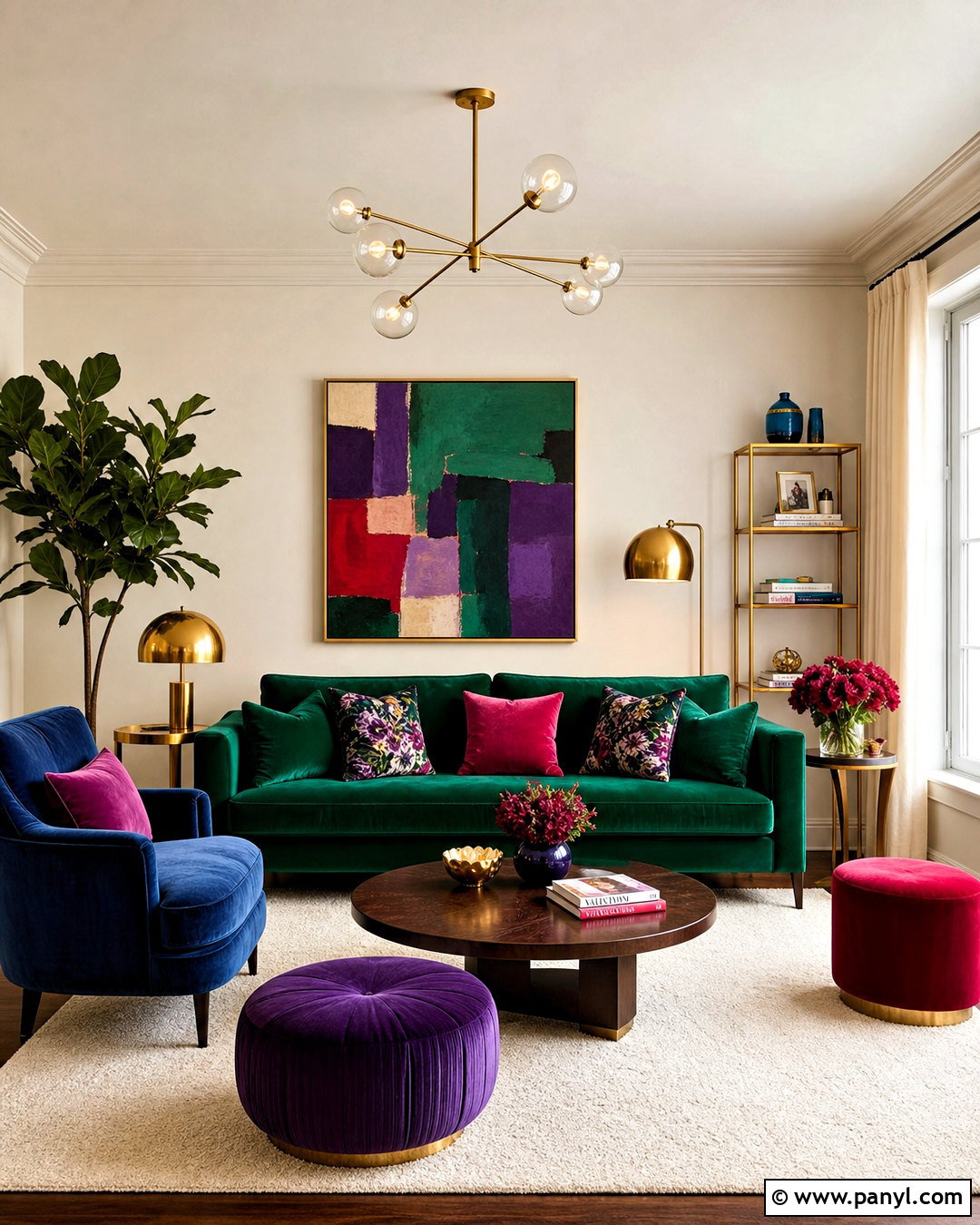 Emerald Green Jewel Tone Living Room - 20 emerald green colour palette ideas