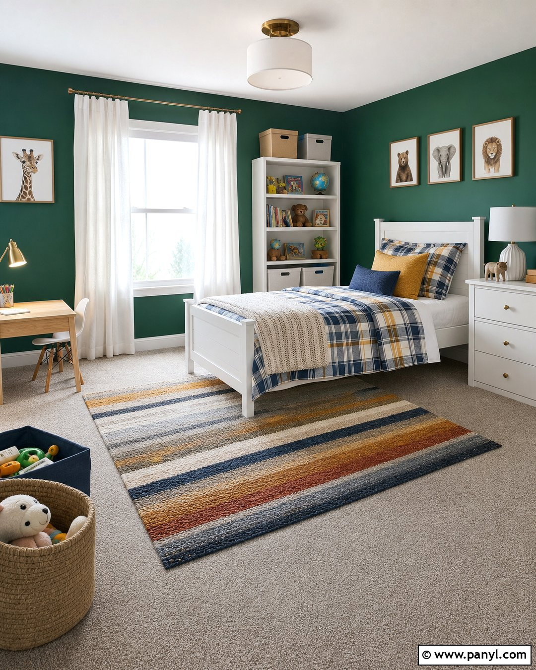 Emerald Green Kids Bedroom With White Furniture - 30 Emerald Green Wall Paint Ideas