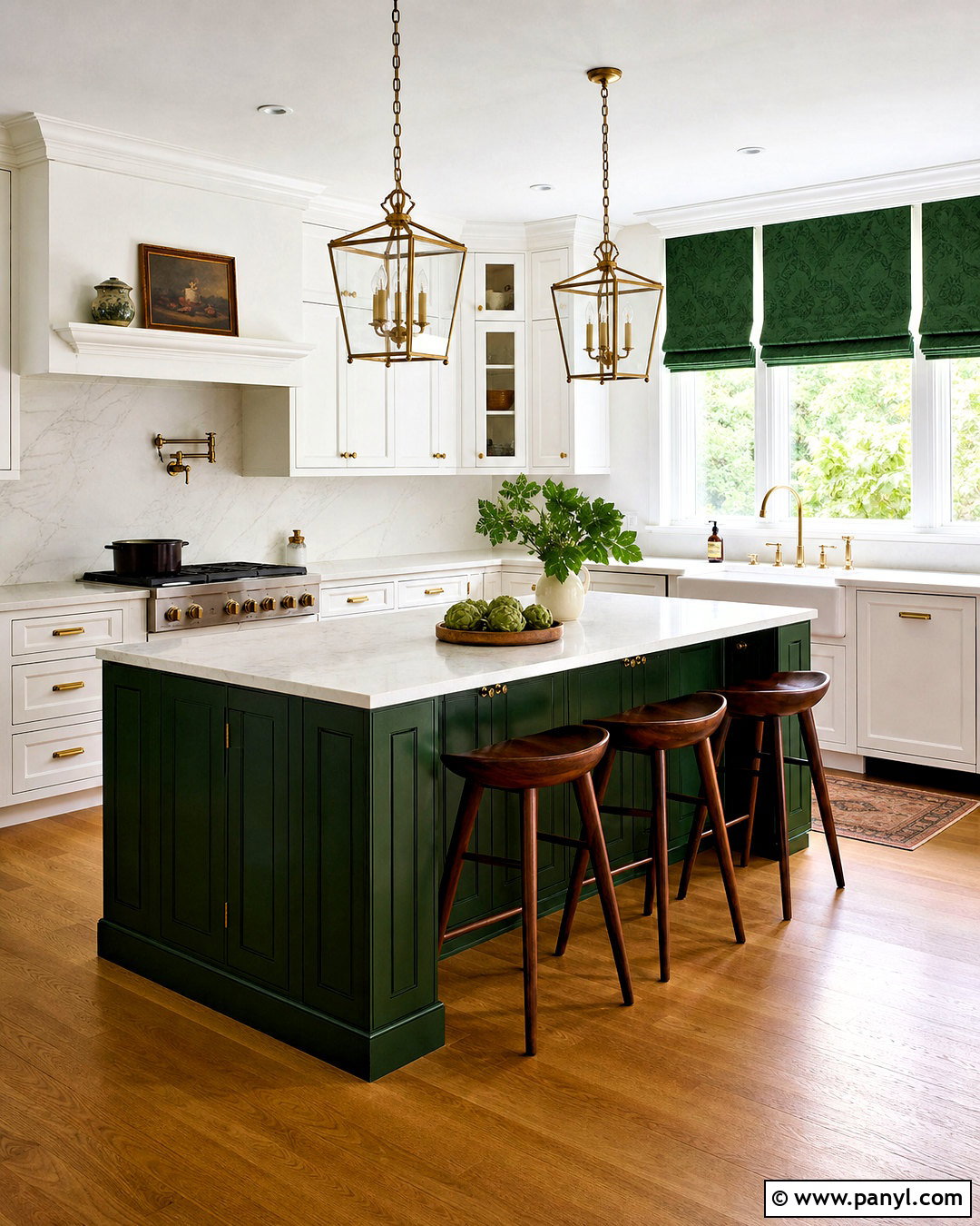 Emerald Green Kitchen Island - 20 pop of color kitchen ideas