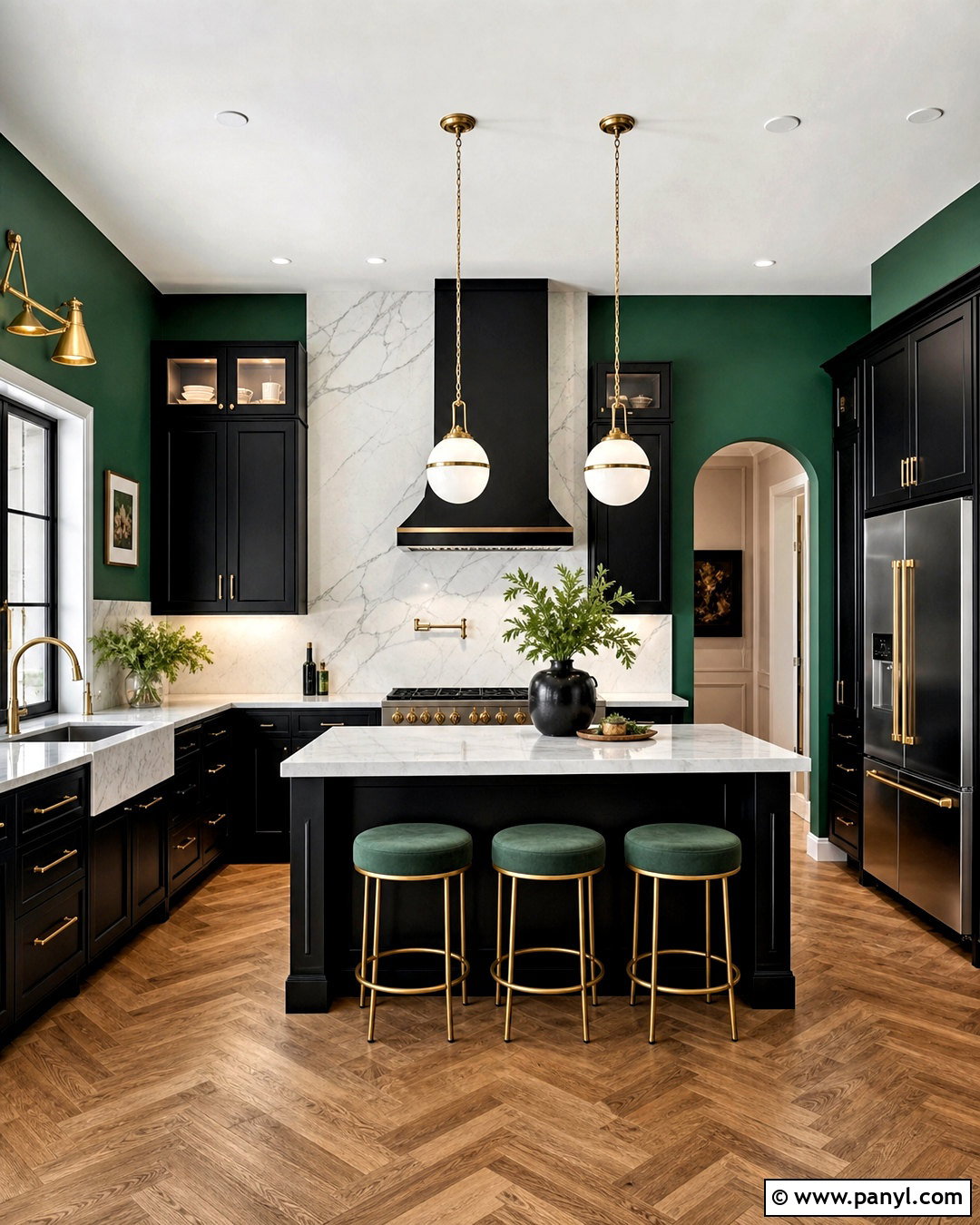 Emerald Green Kitchen Walls With Black Cabinets - 20 green wall kitchen ideas