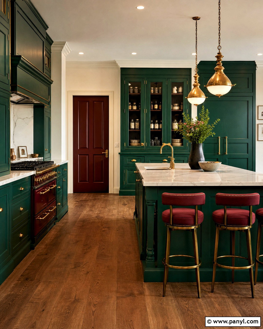 Emerald Green Kitchen With Oxblood Accents - 20 green and red kitchen ideas