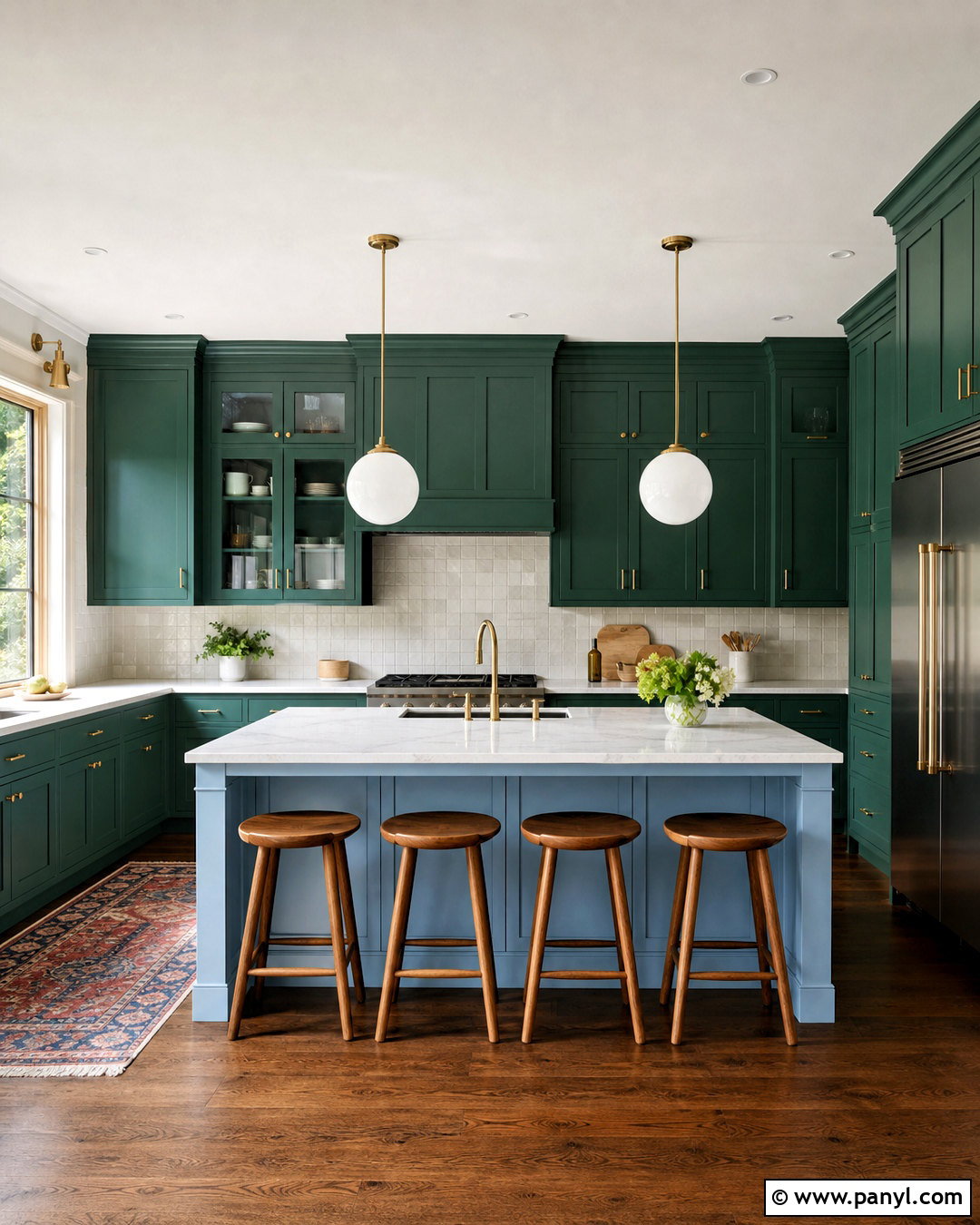 Emerald Green Kitchen With Powder Blue Island - 20 green blue kitchen ideas