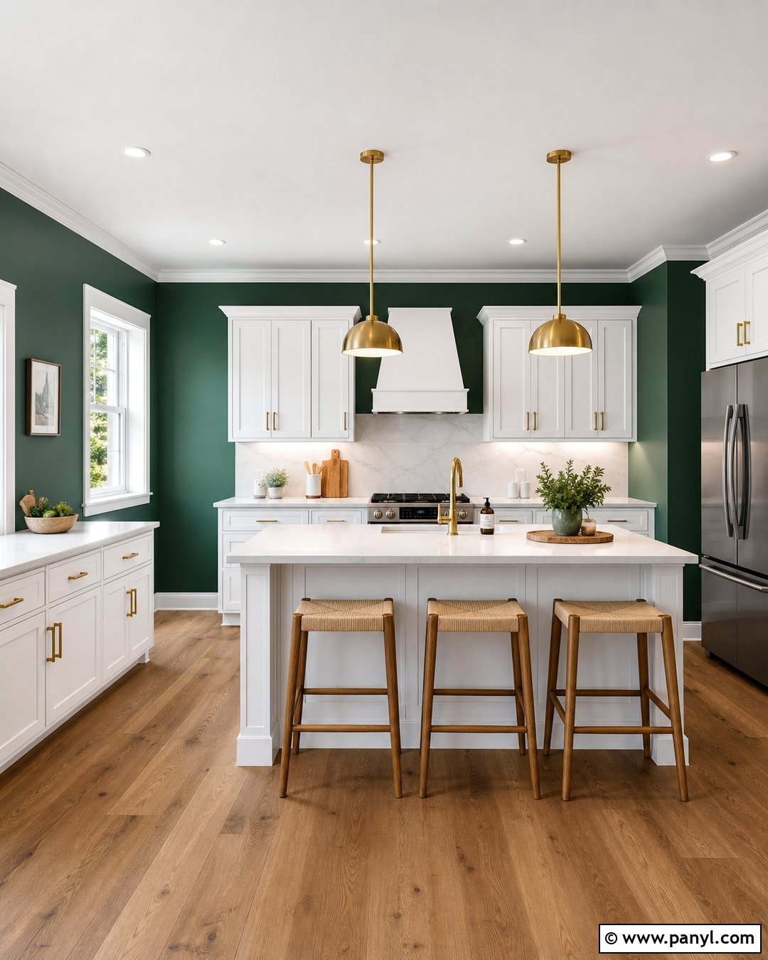 Emerald Green Kitchen With White Cabinets - 30 Emerald Green Wall Paint Ideas