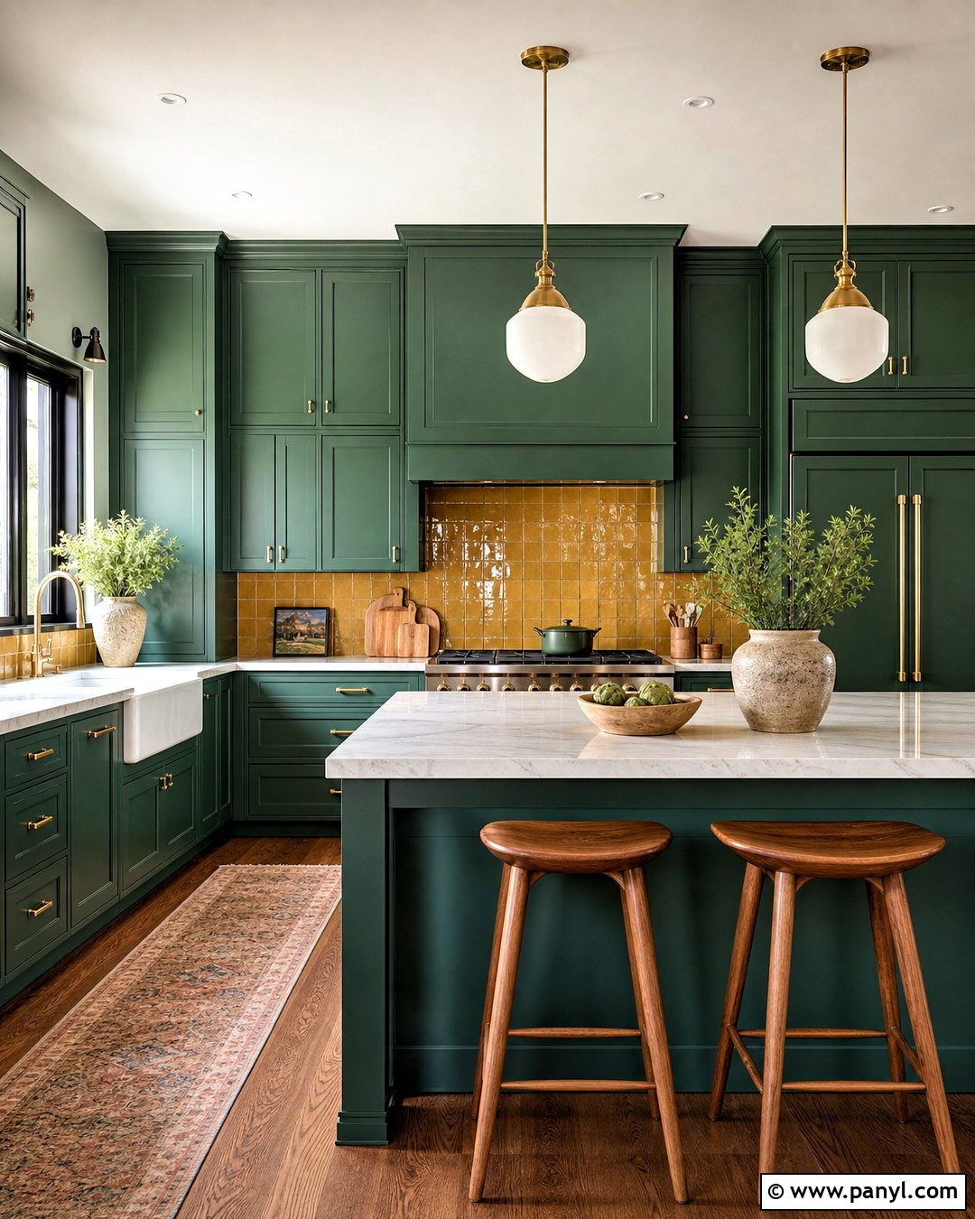 Emerald Green Kitchen With Yellow Backsplash - 20 green and yellow kitchen ideas