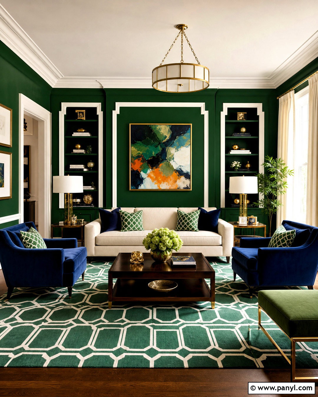 Emerald Green Living Room - 20 green paint living room ideas