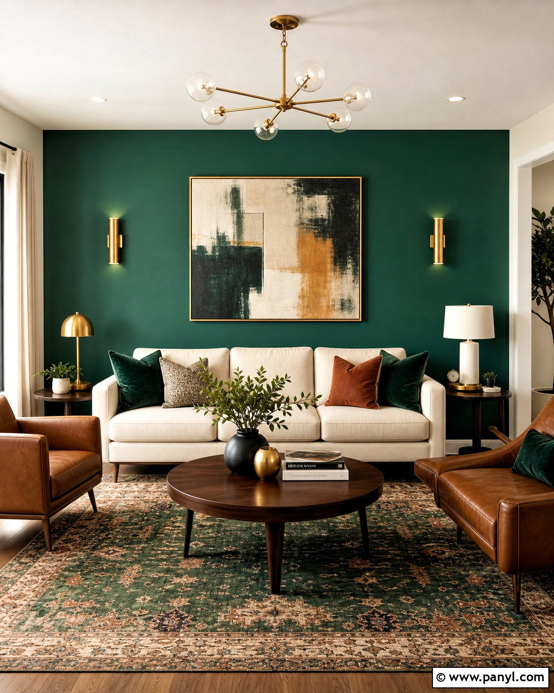 Emerald Green Living Room Accent Wall - 20 green wall ideas