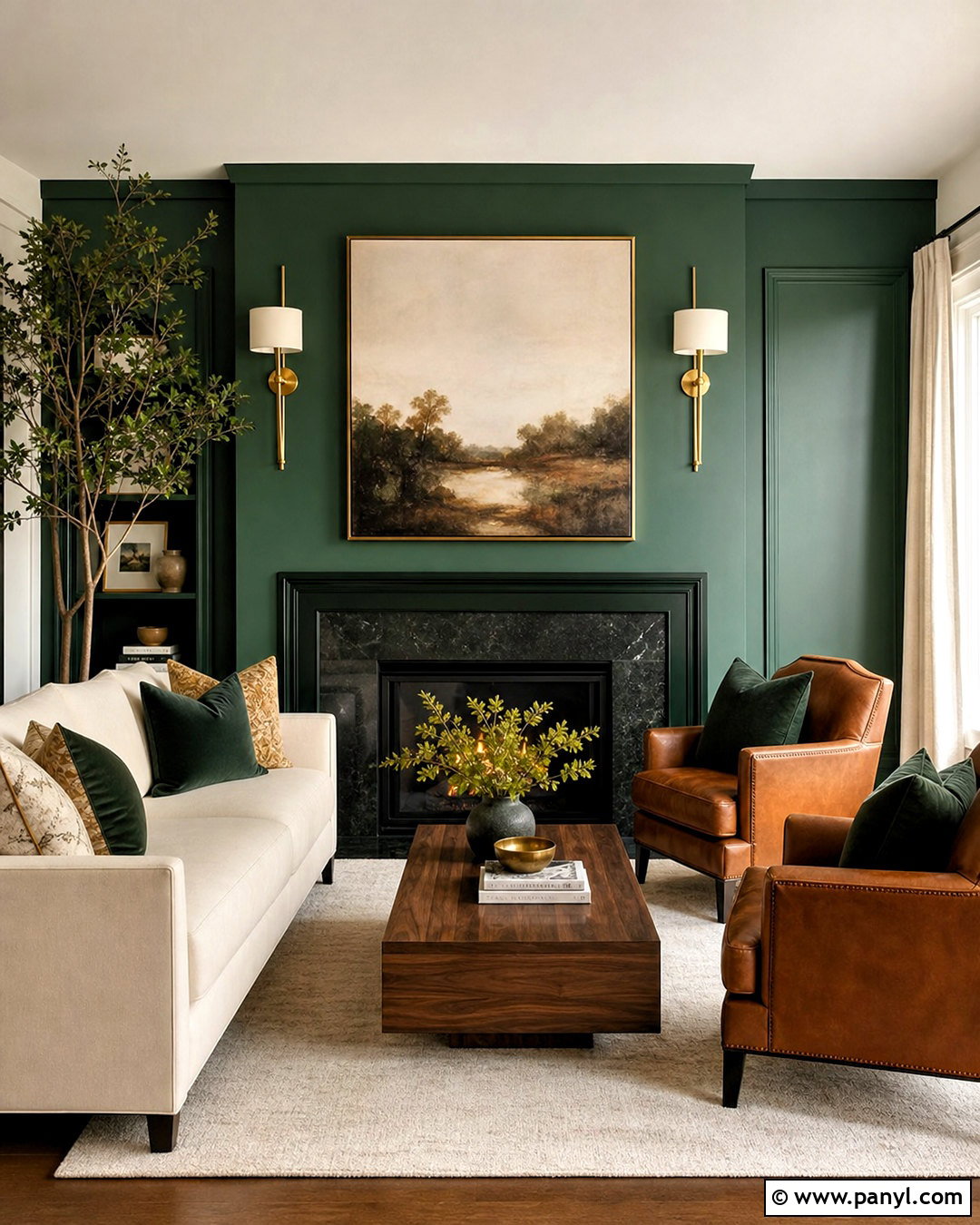 Emerald Green Living Room Accent Wall - 20 accent color walls in living room ideas