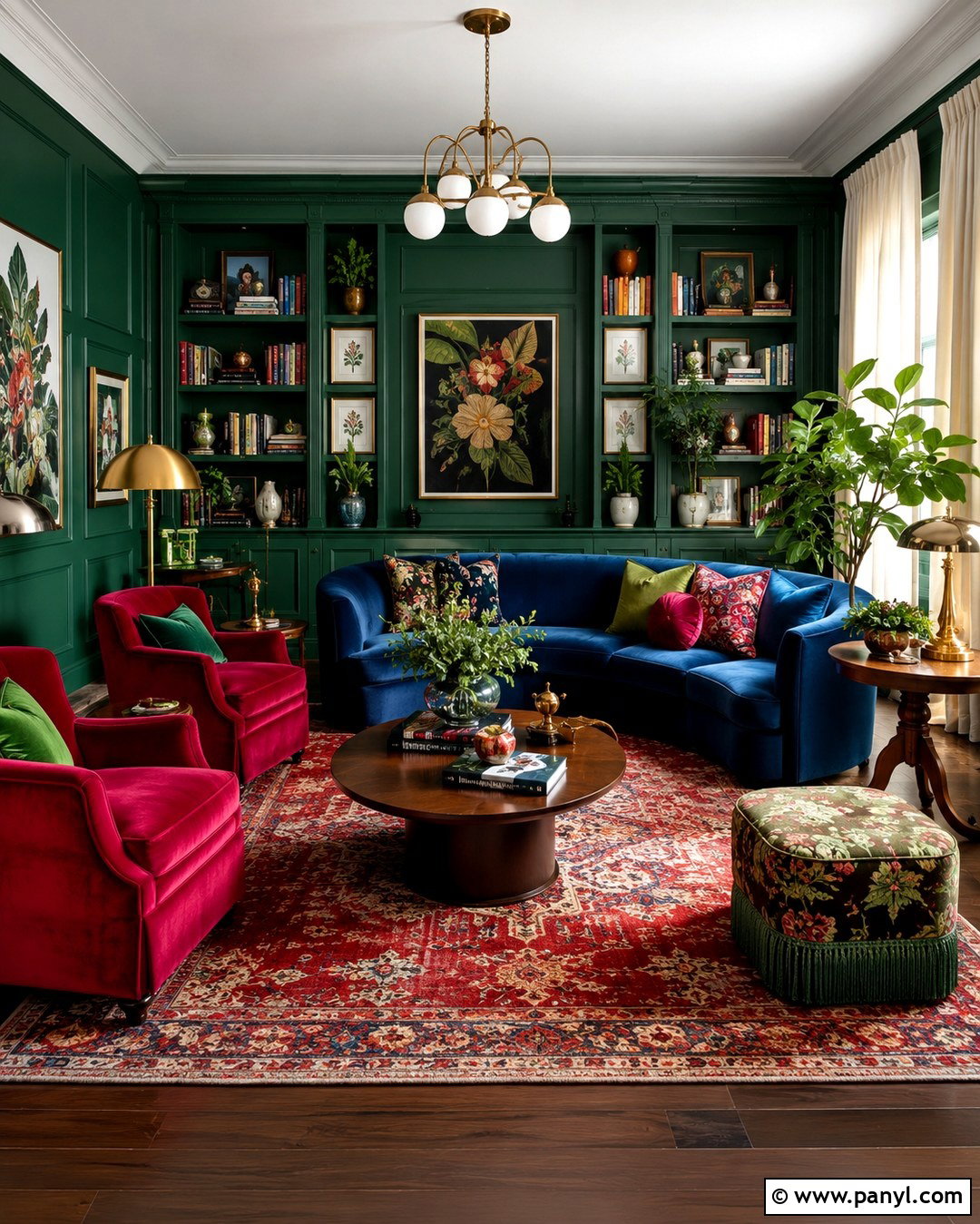 Emerald Green Living Room Walls - 20 Maximalist Wall Color Ideas