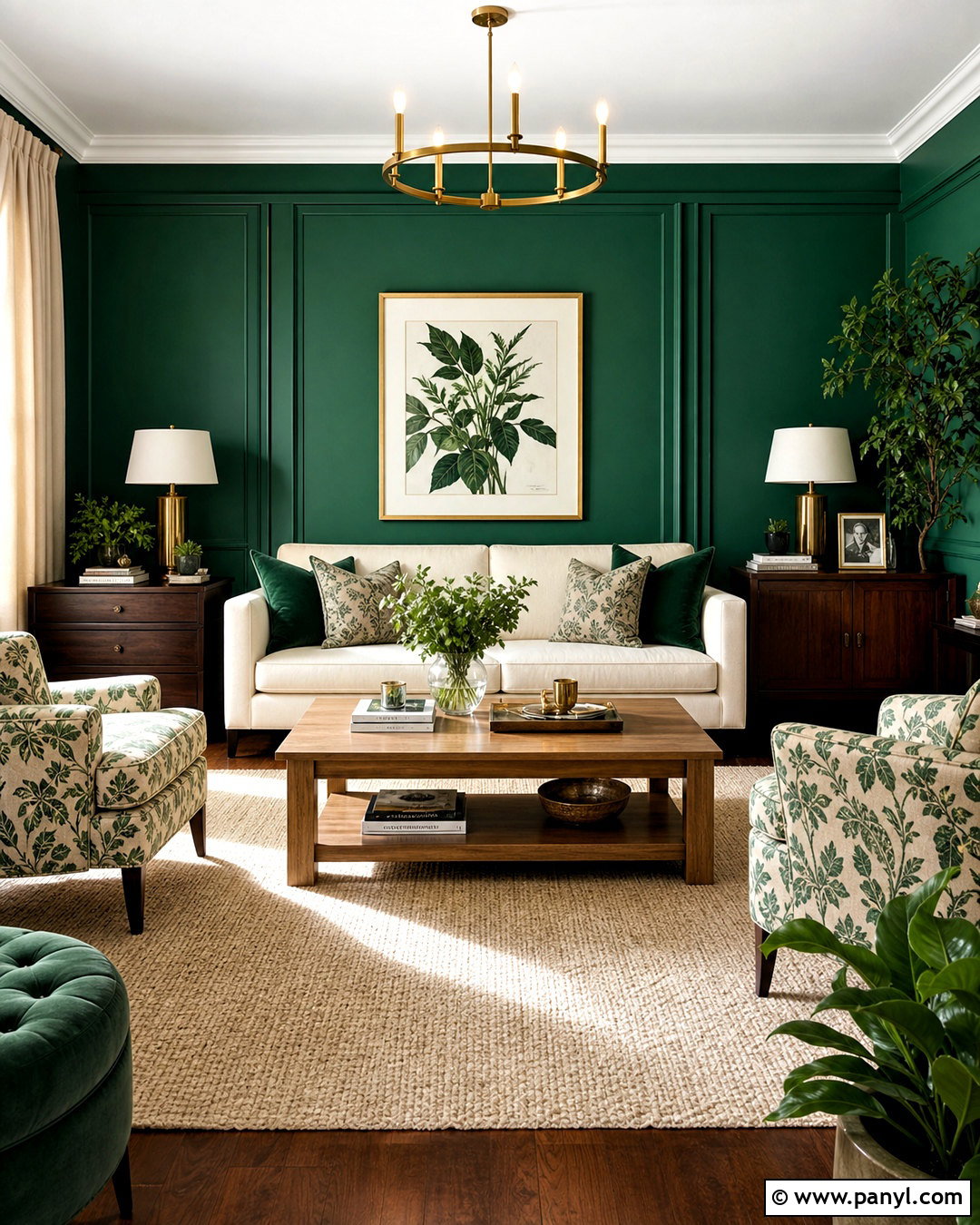 Emerald Green Living Room With Cream Sofa - 20 emerald green home decor ideas