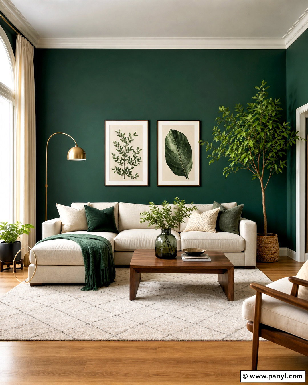 Emerald Green Living Room With Cream Sofa - 20 emerald green living room ideas
