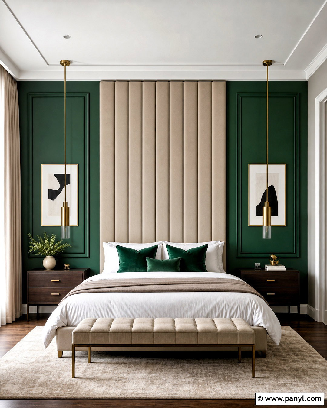 Emerald Green Luxury Bedroom Accent Wall - 20 emerald green accent wall bedroom ideas