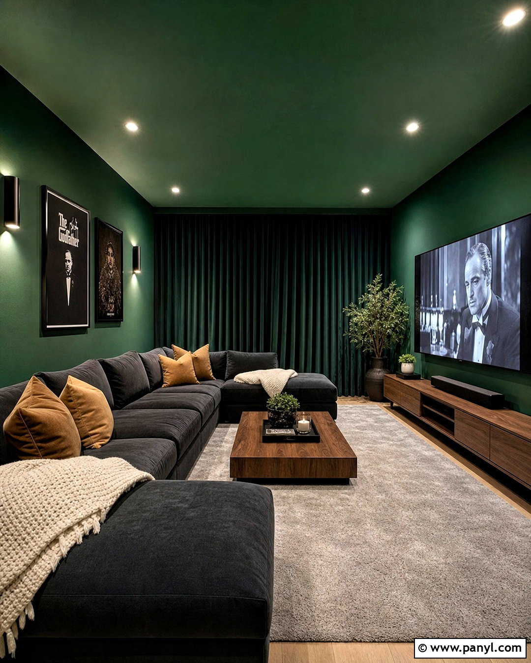 Emerald Green Media Room - 20 emerald green room decor ideas