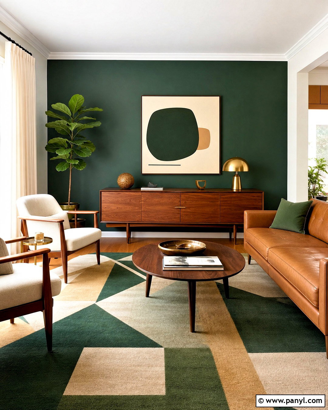 Emerald Green Midcentury Modern Living Room - 20 emerald green home decor ideas