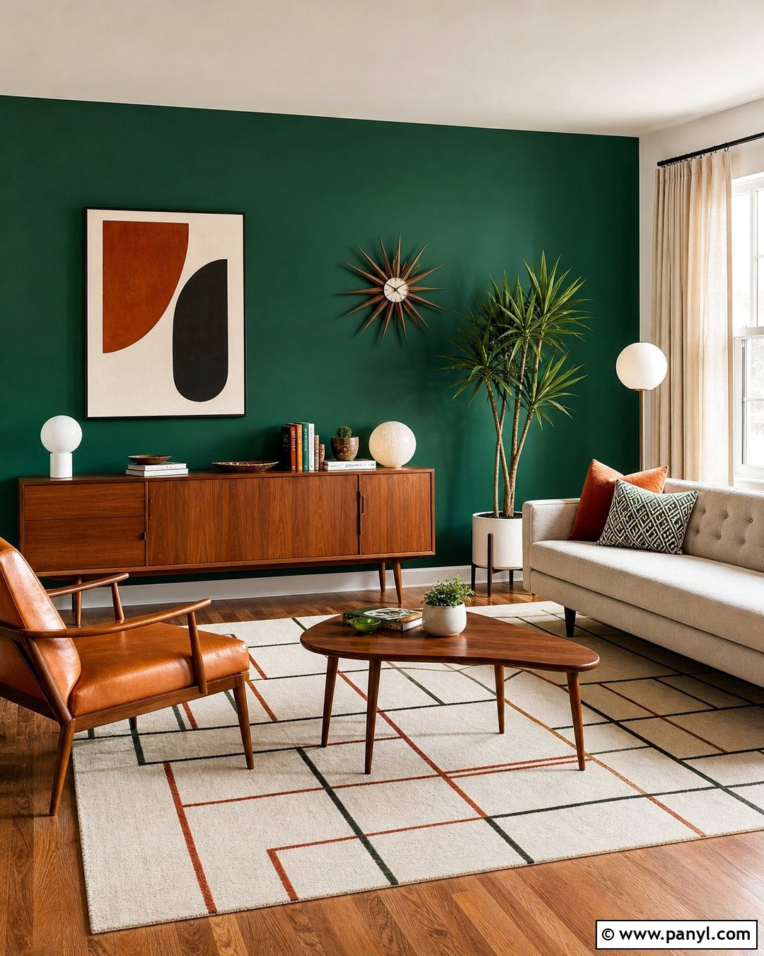 Emerald Green Midcentury Modern Wall - 35 emerald green wall ideas
