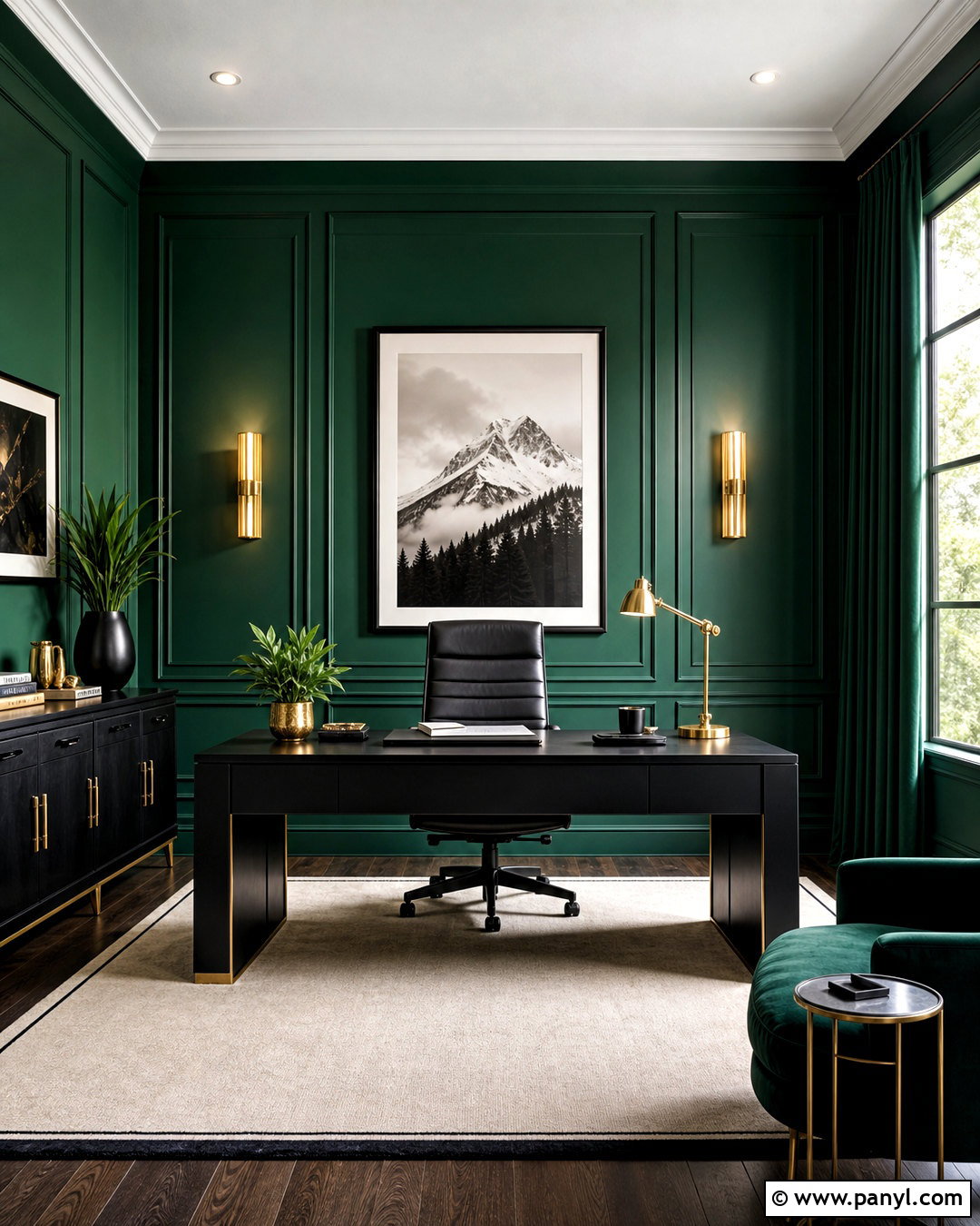 Emerald Green Office With Black And Gold - 20 emerald green office ideas