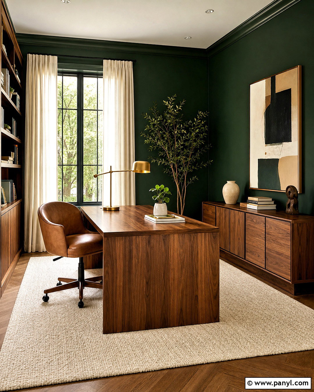Emerald Green Office With Walnut Furniture - 20 emerald green office ideas