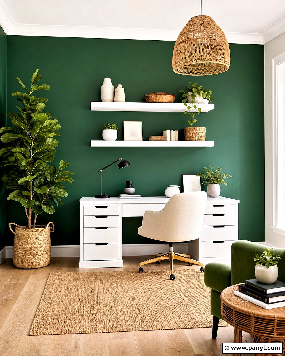 Emerald Green Office With White Furniture - 20 emerald green office ideas