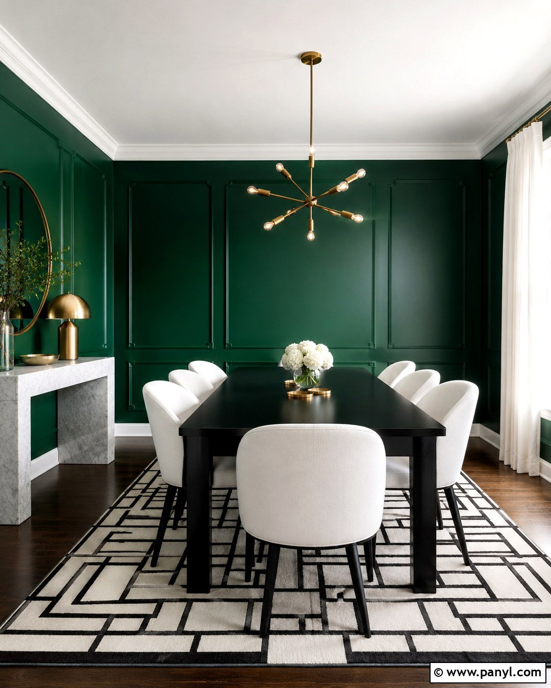 Emerald Green Paint With Black And White - 20 Paint Colors That Go With Black And White Ideas