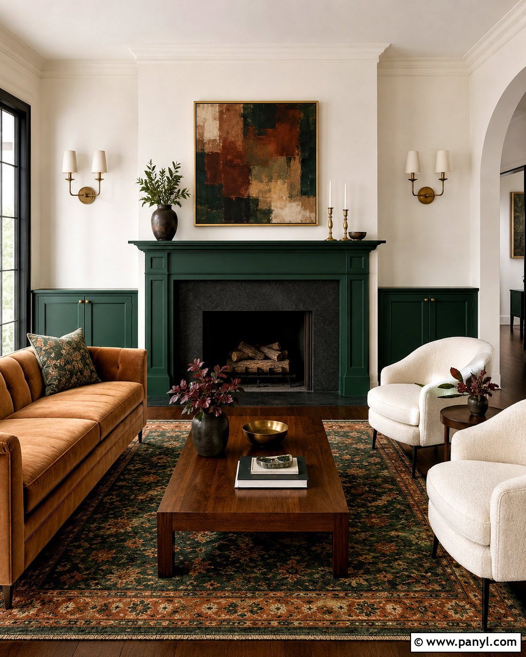 Emerald Green Painted Fireplace - 20 colored fireplace painted ideas